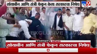 Amravati | शेतकऱ्यांच्या मदतीसाठी रवी राणा आक्रमक, अमरावतीत जिल्हाधिकारी कार्यालयाबाहेर कुजलेल्या सोयाबीनची होळी