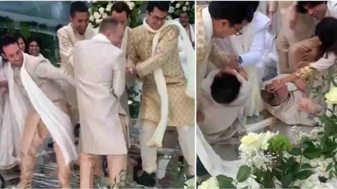 लग्नातला शूज पळविण्याचा कार्यक्रम, नवरा नवरीचे पाहुणे आमने-सामने, एकमेकांच्या अंगावर बसले पण शूज नाही सोडले!