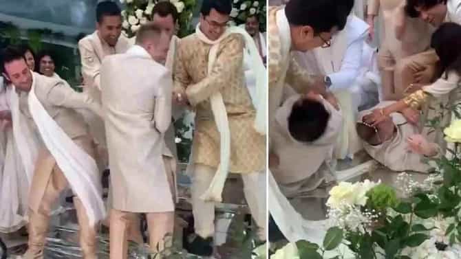 Video: एका शूजसाठी वऱ्हाडी भिडले, एकमेकांच्या अंगावर पडले, बूट चोरीच्या प्रसंगात मांडवभर वऱ्हाड्यांचं तांडव