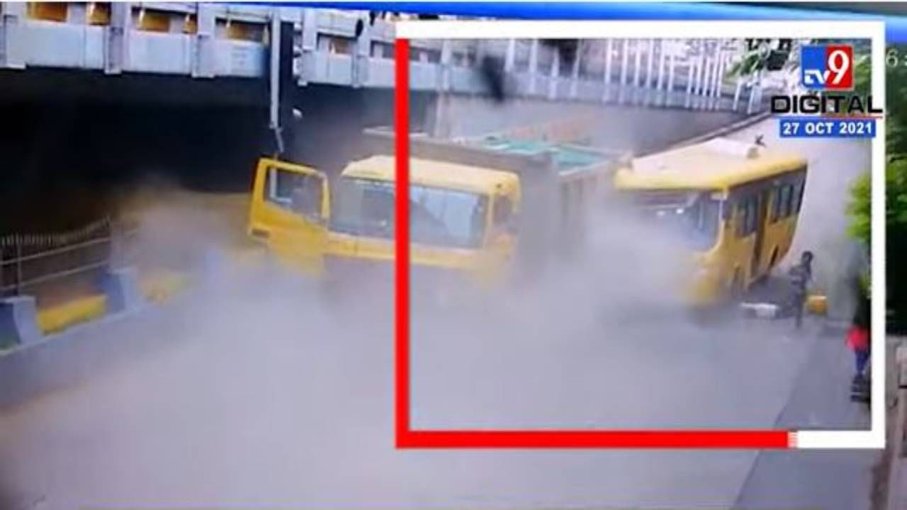 CCTV VIDEO | तेजस्विनी बसची ट्रकला धडक, दादरमधील भीषण अपघाताची दृश्यं सीसीटीव्हीत कैद