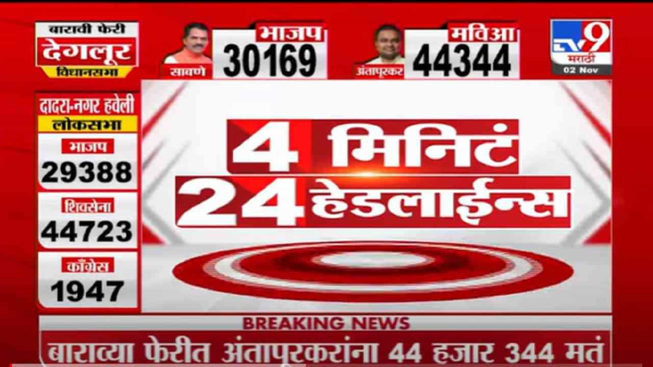 VIDEO : 4 मिनिटे 24 हेडलाईन्स | 4 Minutes 24 Headlines | 1 PM | 2 November 2021