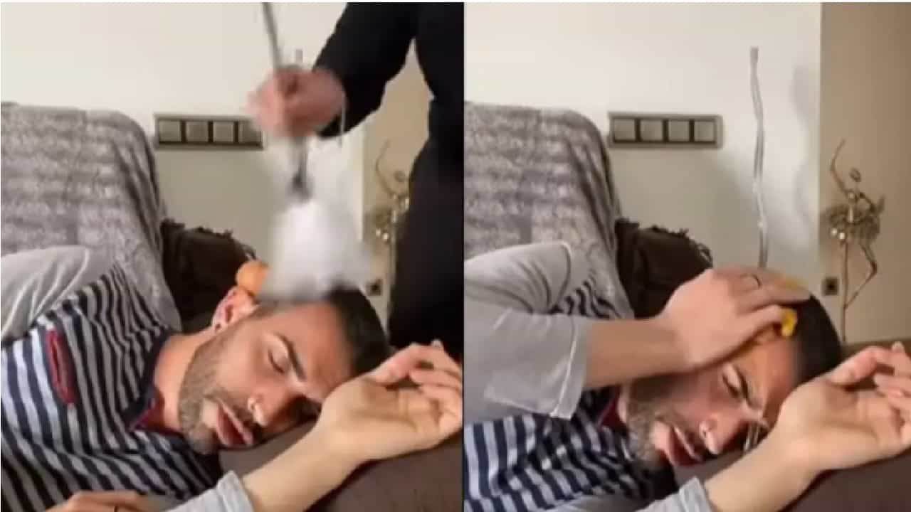 Video | झोपेत असताना मित्रासोबत केला प्रँक, मजेदार व्हिडीओ व्हायरल