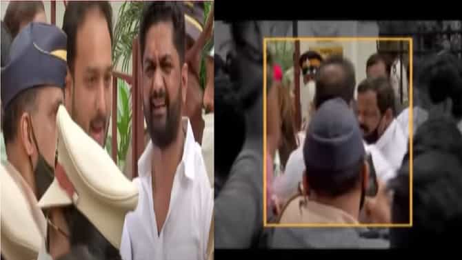 Video | काँग्रेसच्या आंदोलनात मानापमान नाट्य, ट्रकवर चढण्यावरून भाई जगताप-झिशान सिद्दीकी भिडले