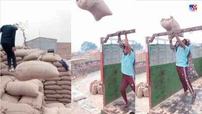 Video: शेकडो किलोचं पोतं एका झटक्यात फेकलं, लोक म्हणाले, बोला बजरंगाची कमाल, हमाल, दे धमाल!