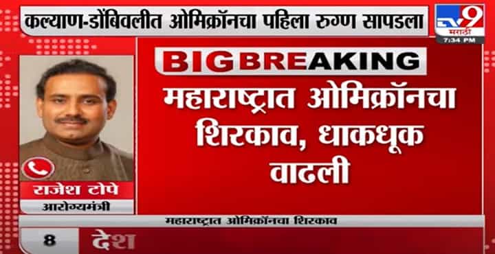 Breaking : राज्यात ओमिक्रॉनचा शिरकाव, कल्याण-डोंबिवलीत ओमिक्रॉनची लागण झालेला रुग्ण आढळला Breaking : राज्यात ओमिक्रॉनचा शिरकाव, कल्याण-डोंबिवलीत ओमिक्रॉनची लागण झालेला रुग्ण आढळला