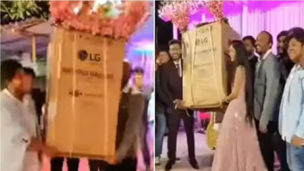 Video | मित्रांनी दिलं अजब गिफ्ट, नवरी-नवरदेव थेट हसायला लागले, पाहा व्हिडीओ