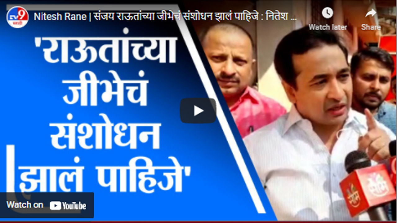 Nitesh Rane संजय राऊतांच्या जीभेचं संशोधन झालं पाहिजे नितेश राणे Marathi News Nitesh 0859