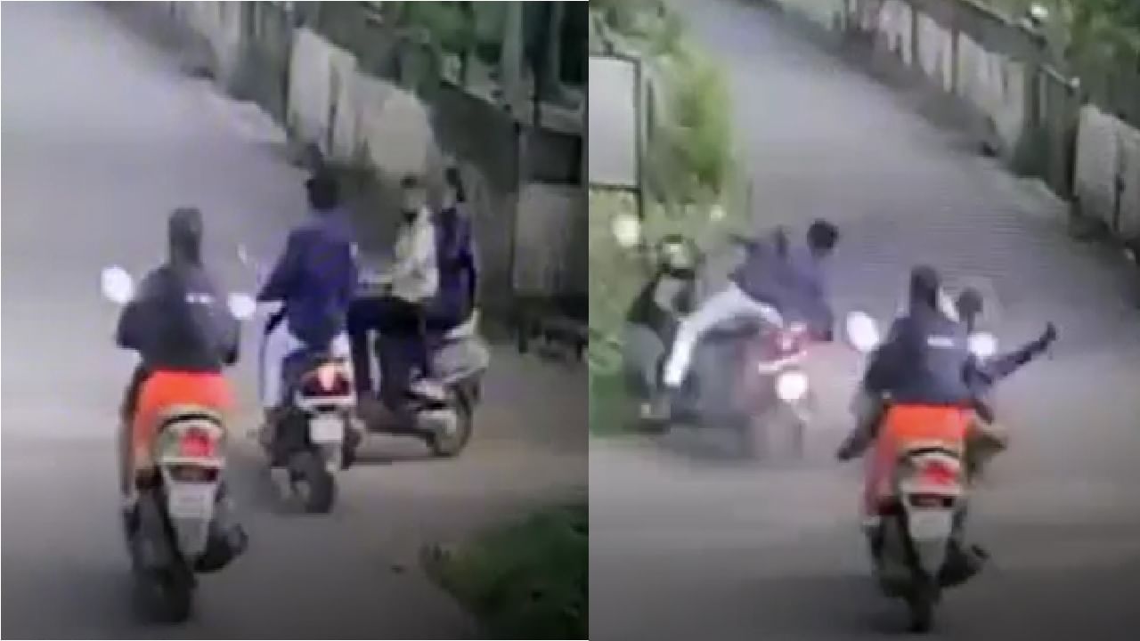 CCTV VIDEO | चौकात भरधाव बाईक चालवणं अंगलट, दुचाकीस्वारांची भीषण धडक, एक जण गंभीर