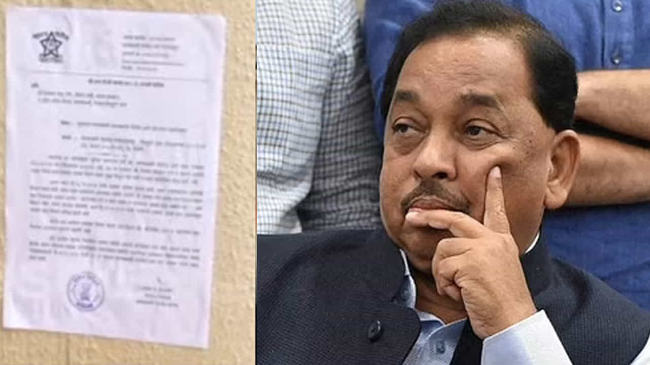 नारायण राणेंच्या बंगल्यावर पोलिसांची नोटीस, दहाच मिनिटात राणेंच्या कर्मचाऱ्याने नोटीस काढली?