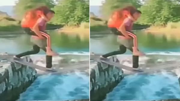 VIDEO : मेहबूबाला पाठीवर घेऊन जाण्याच्या नादात झाले भलतेच, व्हिडीओ पाहून पोट धरुन हसाल!
