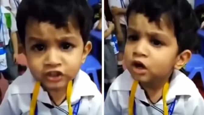 VIDEO : चिमुकल्याने टिचरसमोर गायले गुलाबी आंखे जो तेरी देखी... पाहा पुढे काय झाले!