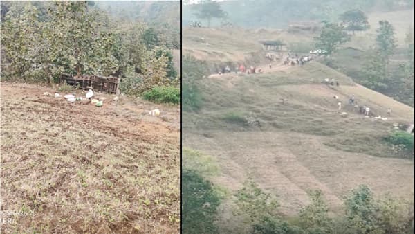 पिकअप गाडी तीव्र उतारावरुन मागे दरीत कोसळली, दोन चिमुरड्यांसह महिलेचा मृत्यू