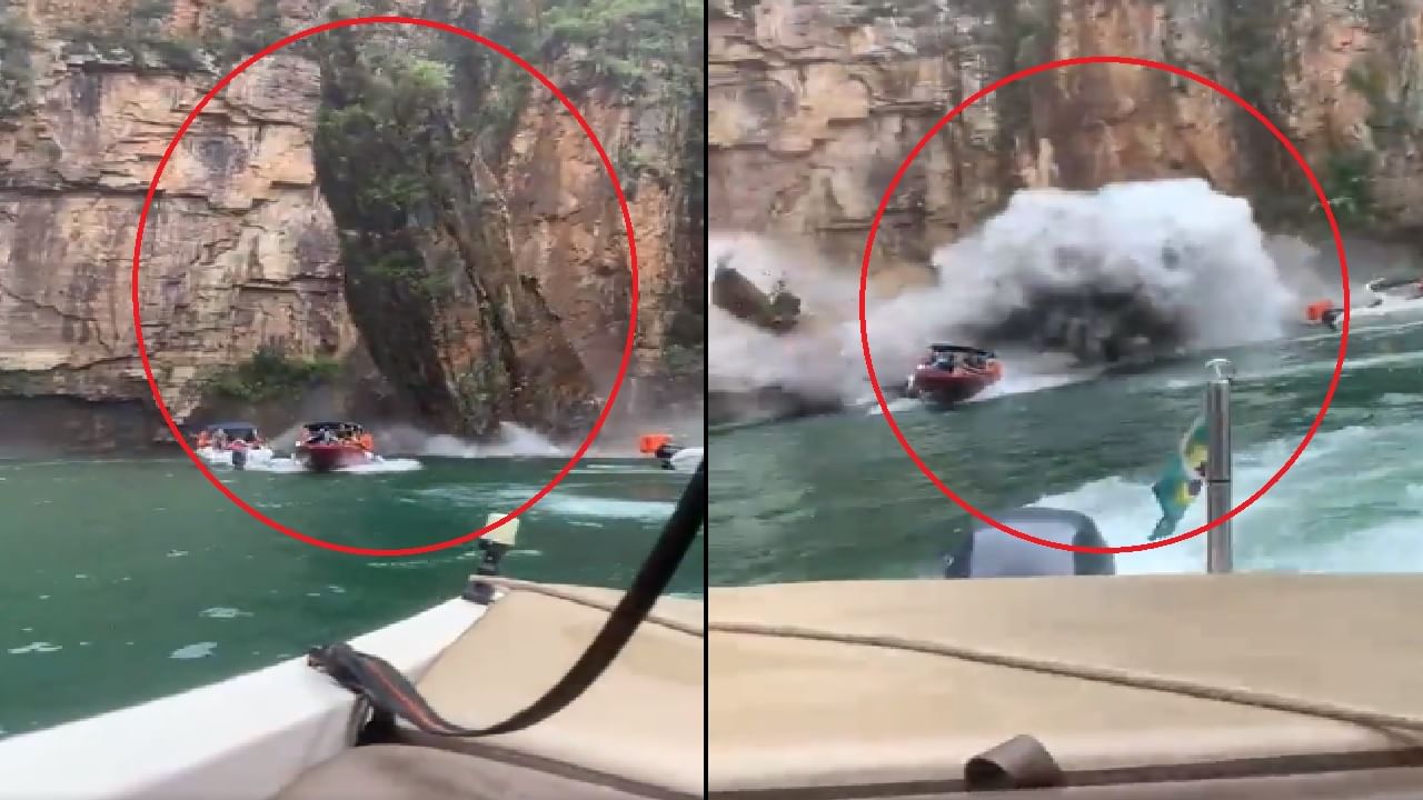 VIDEO | भलामोठा खडक बोटीवर कोसळला, भीषण अपघातात सात जणांना जलसमाधी