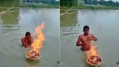 Viral : थंडीपासून वाचण्यासाठी अवलियानं केलाय अजब जुगाड, VIDEO पाहून हसतच राहाल