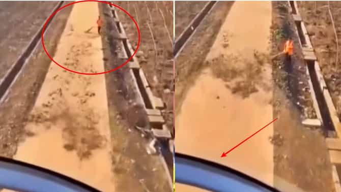 Video : पायलटनं हेलिकॉप्टरच्या साहाय्यानं रस्ता केला स्वच्छ, सफाई कामगार पाहतच राहिला