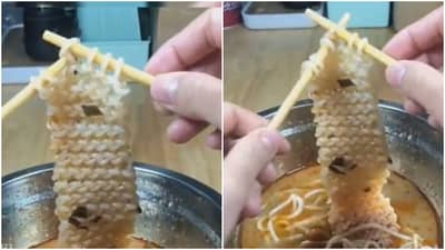 Viral : नूडल्सपासून महिला विणतेय स्वेटर, सहा लाखांहून अधिक यूझर्सनी पाहिलाय हा Video