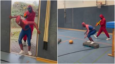 Video : चक्क स्पायडर मॅन खेळतोय Squid Game, तोच जीवघेणा खेळ आणि पाठलाग करणारा बंदुकधारी!