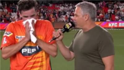 BBL: विजयाच्या जल्लोषात क्रिकेटपटूच नाक फुटलं, तरीही आनंदात दिला इंटरव्ह्यू, पाहा VIDEO