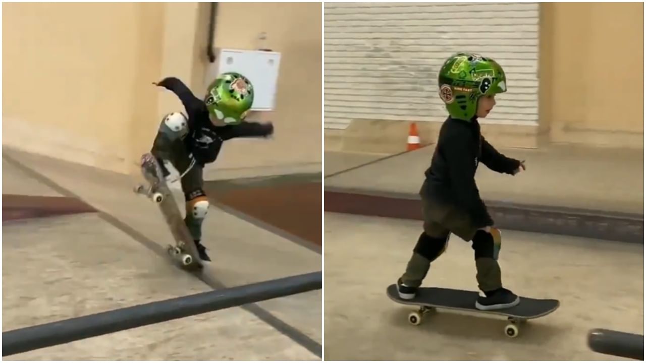 Viral Kid skating : 3 वर्षाच्या चिमुकल्याचं परफेक्ट स्केटिंग! 'हा' Video पाहतच राहाल