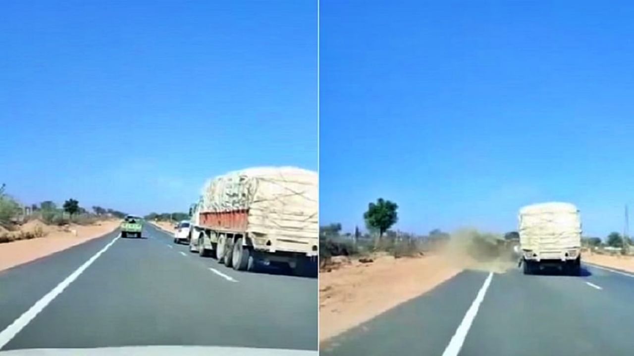 Road accident video : ...अन् ट्रॅक्टरला पाठीमागून जोरात धडकला ट्रक, अपघाताचा थरारक Video Viral