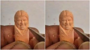 Tribute to Lata Mangeshkar : आदरांजली 'अशी'ही; खडूच्या तुकड्यावर साकारली लता मंगेशकर यांची प्रतिमा, Video Viral