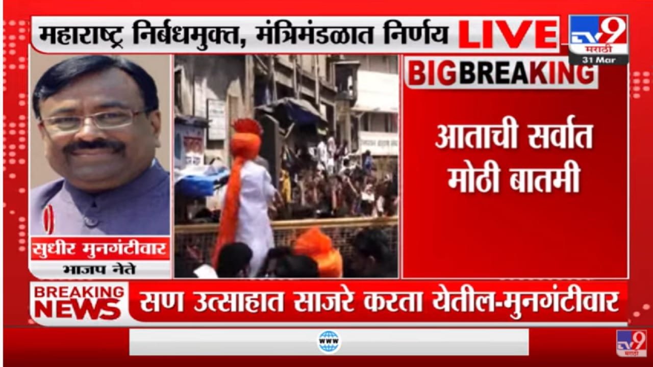 Sudhir Mungantiwar यांच्याकडून महाराष्ट्र निर्बंधमुक्तीचं स्वागत