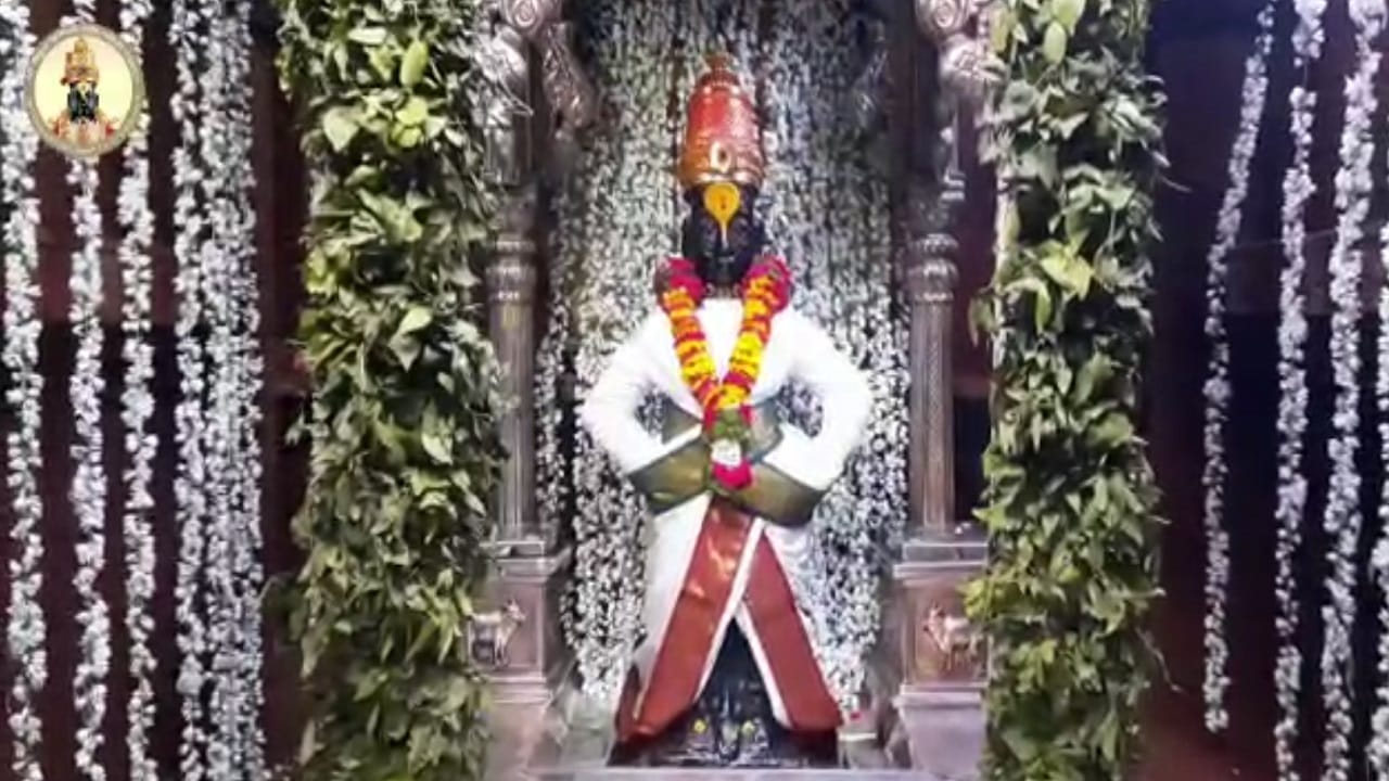 श्री विठ्ठलाला पांढऱ्या रंगाचे वस्त्र परिधान करण्यात आले आहे तर रुक्मिणीमातेला दुधाळ रंगाची साडी परिधान करण्यात आली आहे .