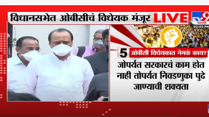 ओबीसी राजकीय आरक्षण विधेयक विधानसभेत मंजूर ओबीसी राजकीय आरक्षण विधेयक विधानसभेत मंजूर