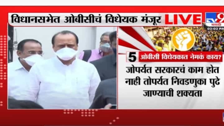 ओबीसी राजकीय आरक्षण विधेयक विधानसभेत मंजूर ओबीसी राजकीय आरक्षण विधेयक विधानसभेत मंजूर