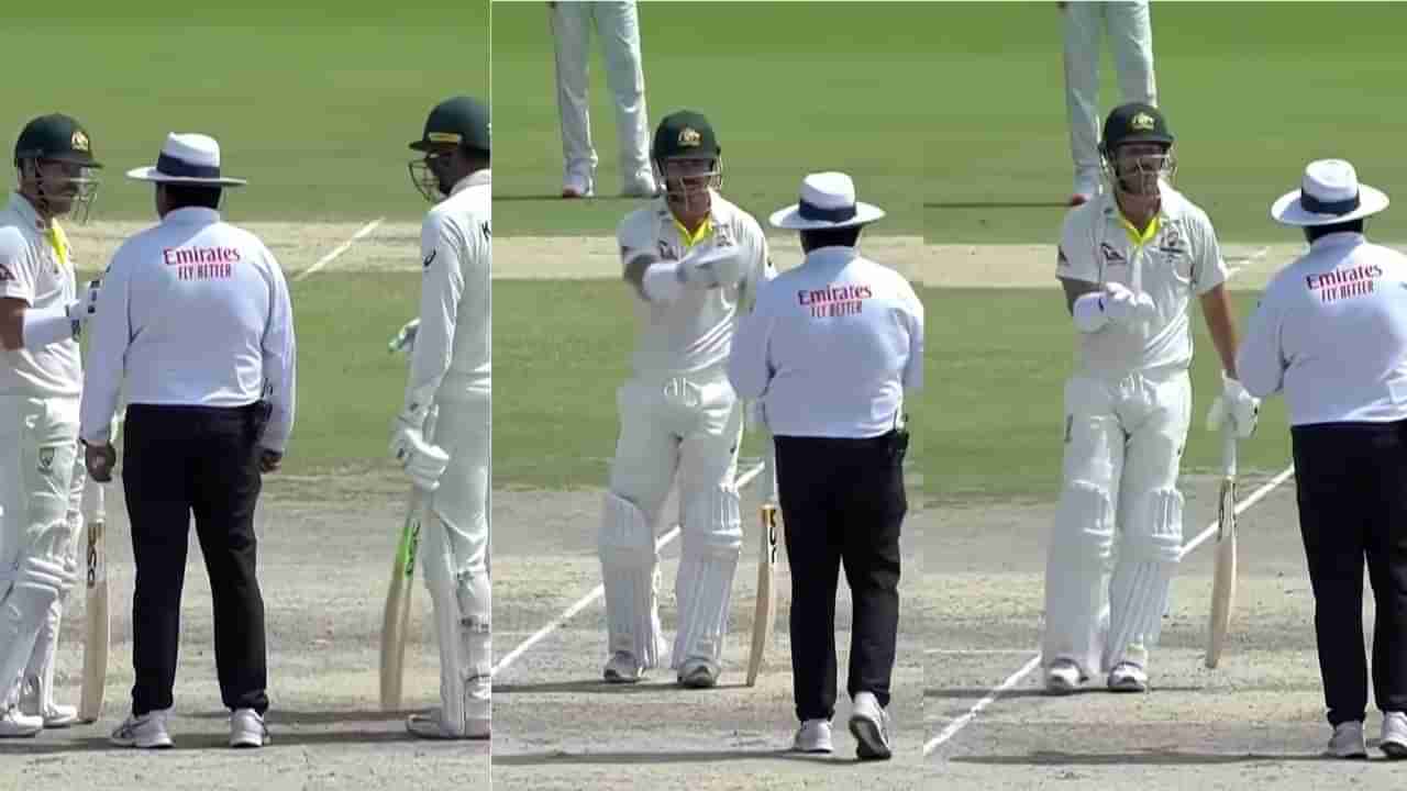 PAK vs AUS : भर मैदानात डेव्हिड वॉर्नर पाकिस्तानी पंचांशी भिडला, म्हणाला मला Cricket Rulebook दाखवा, पाहा VIDEO