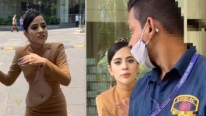 Video : Urfi Javed फॅन्सी ड्रेस घालून आली, पण फोटो काढायला जागाच सापडेना... थेट वॉचमनशी भिडली