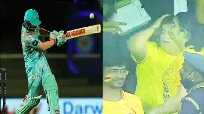 IPL 2022: आयुष बडोनीचा गगनचुंबी षटकार, स्टेडियममधल्या महिलेच्या डोक्यावर चेंडू पडला, पाहा VIDEO
