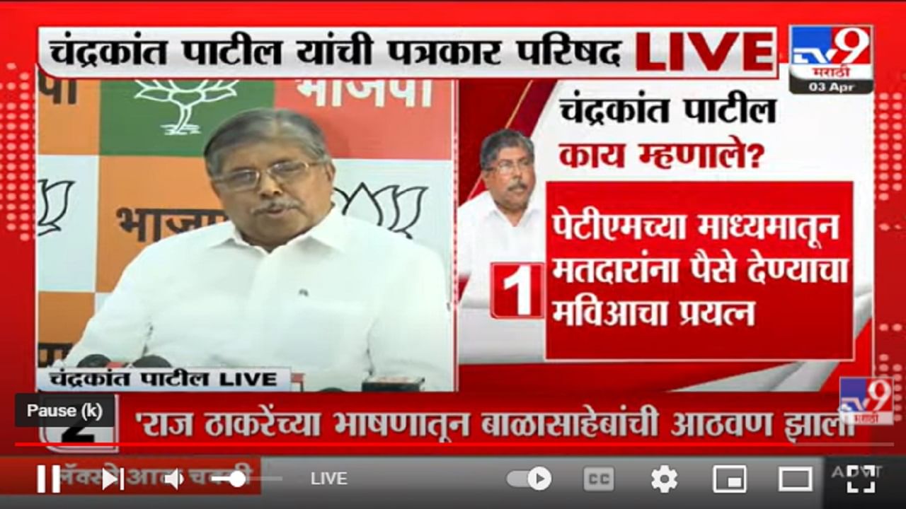 राष्ट्रवादीबाबत Raj Thackeray यांनी केलेल्या वक्तव्याला 200 टक्के सहमत - चंद्रकांत पाटील