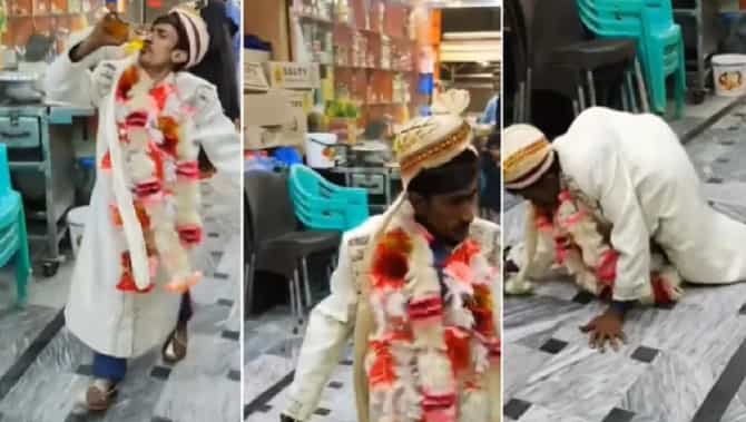 Video : ॲटिट्यूडमध्ये आला, कोल्ड ड्रिंक प्यायला अन् काही क्षणात फर्शी पुसायला लागला, नवरदेवाचा भन्नाट व्हीडिओ व्हायरल...