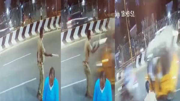 Video : ट्रॅफिक पोलिसाला रिक्षाची जोरदार धडक, काळजाचा थरकाप उडवणारा व्हीडिओ...