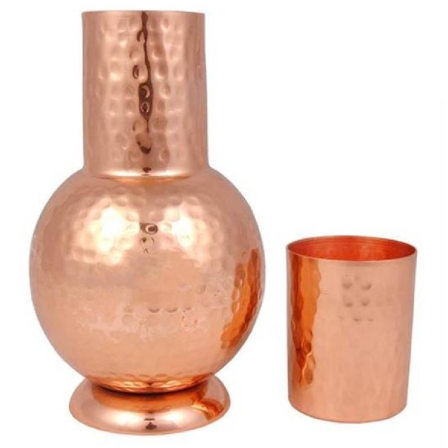 Copper is an essential mineral for a healthy body.  It helps to keep the blood, immune system, nervous system and bones healthy along with iron in the body.  It is best to keep water in a copper vessel overnight or for at least 8 hours and drink it on an empty stomach as soon as you wake up in the morning. 
