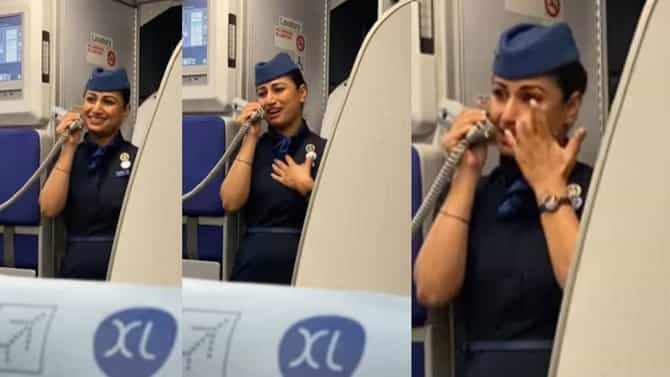 Viral Video : कामाच्या शेवटच्या दिवशी एअर होस्टेस भावूक, इंडिगो एअरलाइन्सच्या फ्लाईटमधला व्हीडिओ व्हायरल...
