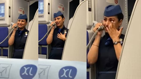 Viral Video : कामाच्या शेवटच्या दिवशी एअर होस्टेस भावूक, इंडिगो एअरलाइन्सच्या फ्लाईटमधला व्हीडिओ व्हायरल...