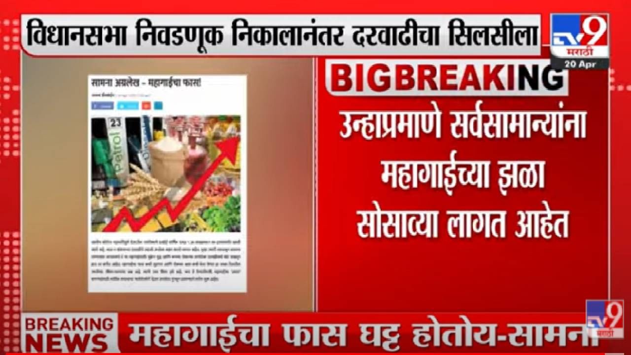 Dainik Saamana : महागाईचा फास घट्ट होतोय, 'सामना'तून महागाईवरुन केंद्र सरकारवर टीका