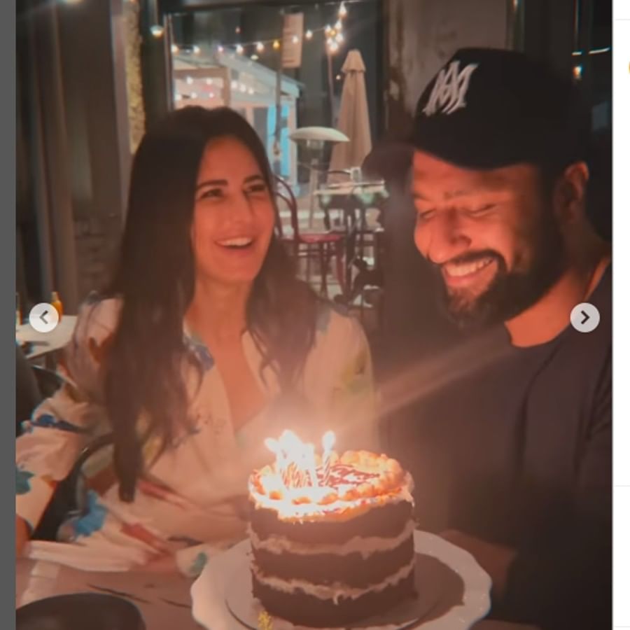 वाढदिवसाचा केक कापतानाचा व्हिडीओसुद्धा विकीने सोशल मीडियावर पोस्ट केला आहे. यामध्ये कतरिना त्याला वाढदिवसाच्या शुभेच्छा देताना दिसतेय. 
