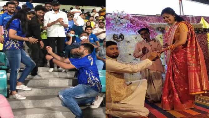 Mumbai Indians च्या मॅचमध्ये फुलली Sweet लव्हस्टोरी, डायरेक्ट Live Match मध्ये प्रपोज, पहा VIDEO