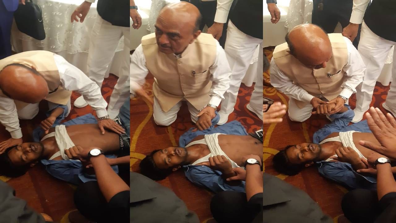 Video : ...आणि केंद्रीय अर्थ राज्यमंत्री भागवत कराडांमधील डॉक्टर जागा झाला! दिल्लीत बेशुद्ध झालेल्या टीव्हीच्या कॅमेरामनवर प्राथमिक उपचार