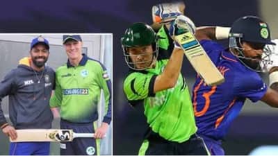 IND vs IRE:  हार्दिक खूश झाला, थेट आयर्लंडच्या खेळाडूला गिफ्ट केली बॅट