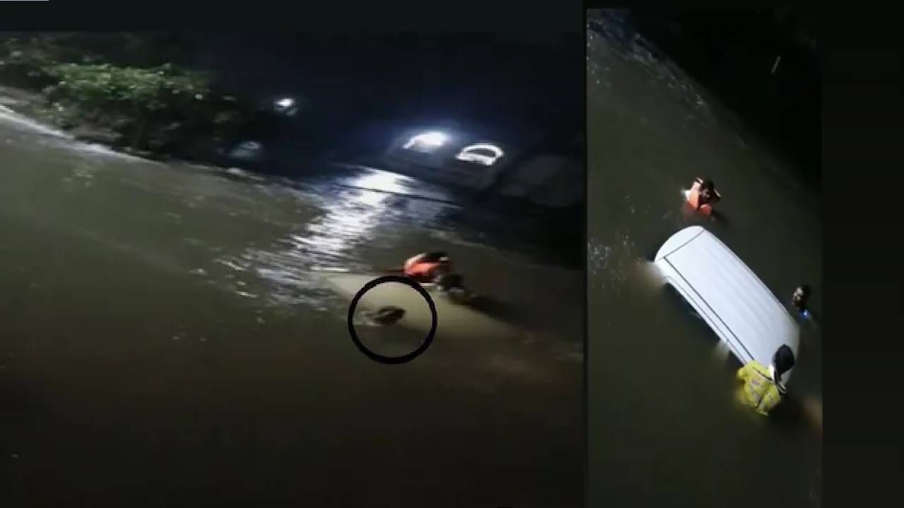Thane Car Sank : अंधारात पाण्याचा अंदाज चुकला, ठाण्यात अख्खी कारच ड्रायव्हरसह तलावात बुडाली; दैवबलवत्तर म्हणून...