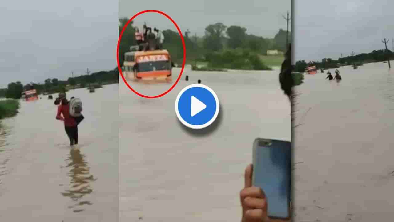 Video: चंद्रपूरमध्ये पुराच्या पाण्यात अडकली बस, 35 प्रवाशांच्या सुटकेचा थरार कॅमेऱ्यात कैद! शॉर्टकट मारणं अंगलट