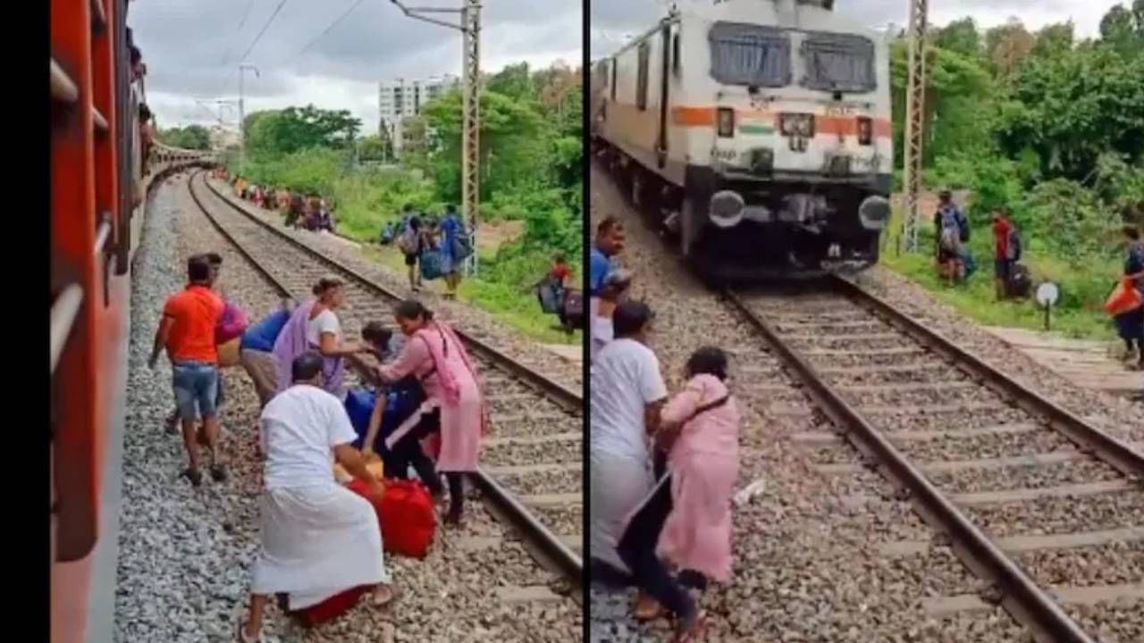 Viral Video | काळा आला धावून, भरधाव ट्रेनसमोर हा मूर्खपणा कशाला? दोनदा ट्रॅक क्रॉस करायला गेली महिला आणि काळजात झालं चर्र