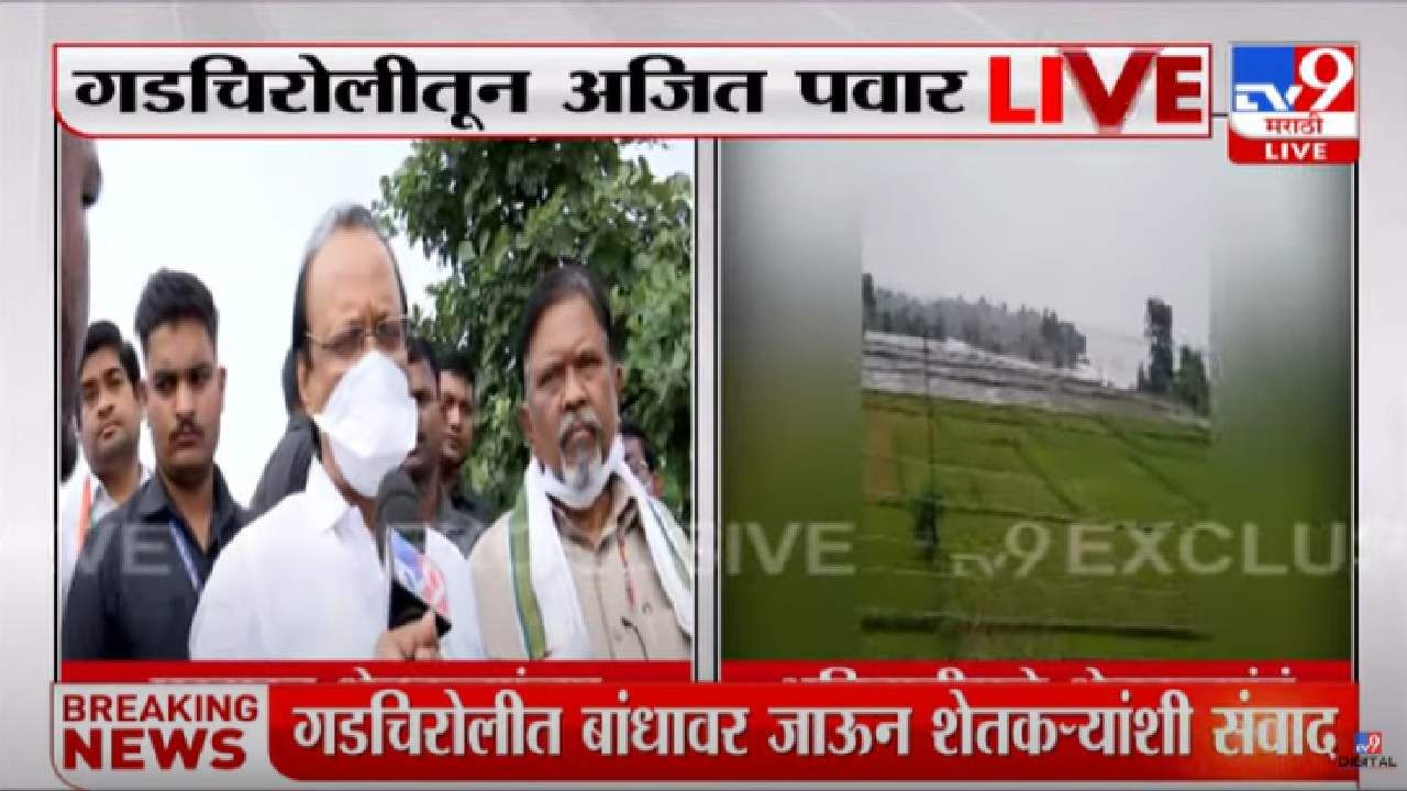 Gadchiroli : विरोधी पक्षनेते अजित पवार विदर्भ दौऱ्यावर, गडचिरोलीत अतिवृष्टीमुळे मोठं नुकसान, 10 लाख हेक्टर जमीन बाधित