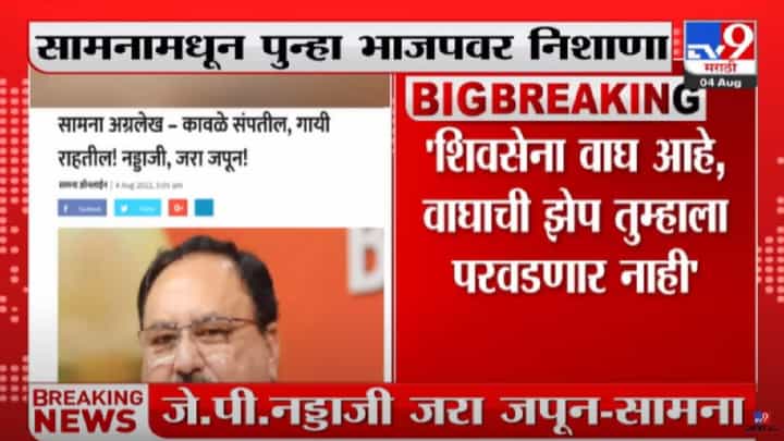 Editorial of Saamana : नड्डाजी, जरा जपून, भाजपचे राष्ट्रीय अध्यक्ष जेपी नड्डा यांना शिवसेनेचा सल्ला Editorial of Saamana : नड्डाजी, जरा जपून, भाजपचे राष्ट्रीय अध्यक्ष जेपी नड्डा यांना शिवसेनेचा सल्ला