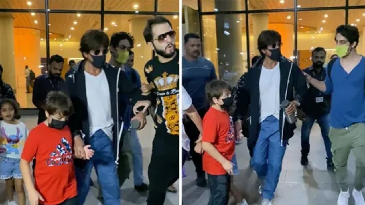 Shah Rukh Khan: एअरपोर्टवर चाहत्याने हात पकडताच भडकला शाहरुख; आर्यनने वडिलांना सावरलं