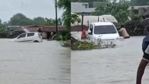 Bhandara Flood : भंडारा जिल्ह्यात पावसाचे थैमान, मोहाडीत पुराच्या पाण्यात कार गेली वाहून, लोकांच्या मदतीने कारसह 2 जण बचावले 